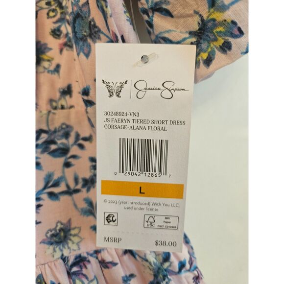 NWT Jessica Simpson Floral Boho Mini Dress Size L - Picture 3 of 5